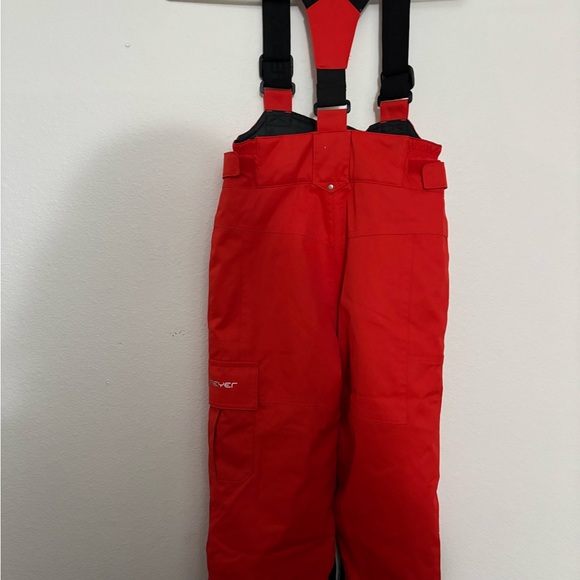 Obermeyer Red and Black Kids Snow Overalls - Picture 4 of 5